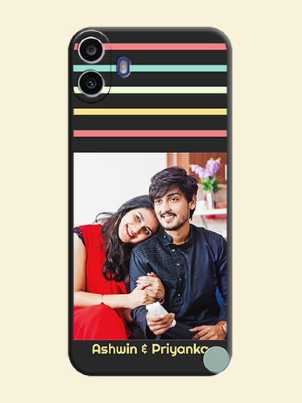 Color Stripes with Photo and Text on Photo On Space Black Custom Soft Matte Mobile Back Cover - Nothing Cmf Phone 1