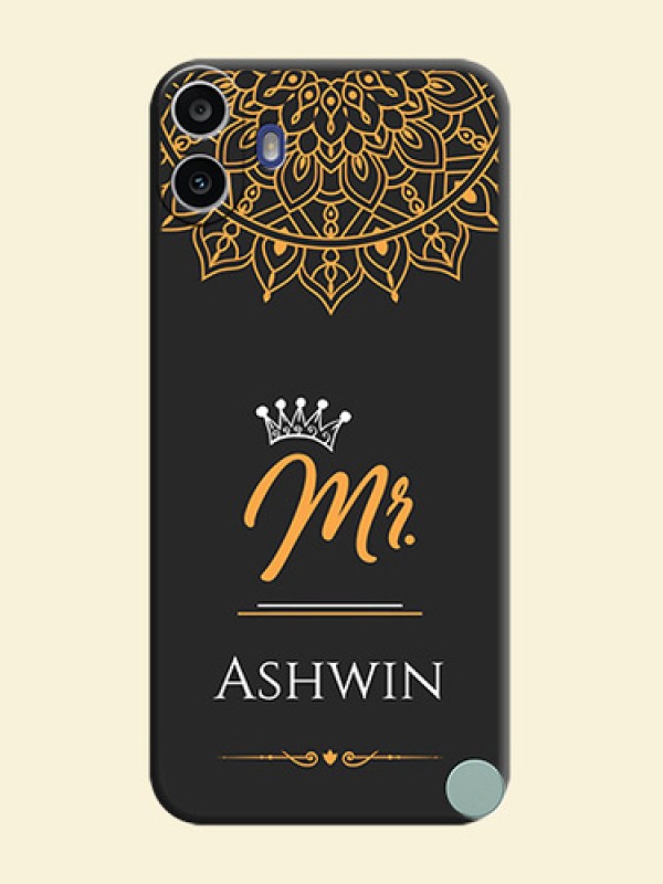 Mr Name with Floral Design On Space Black Custom Soft Matte Mobile Back Cover - Nothing Cmf Phone 1