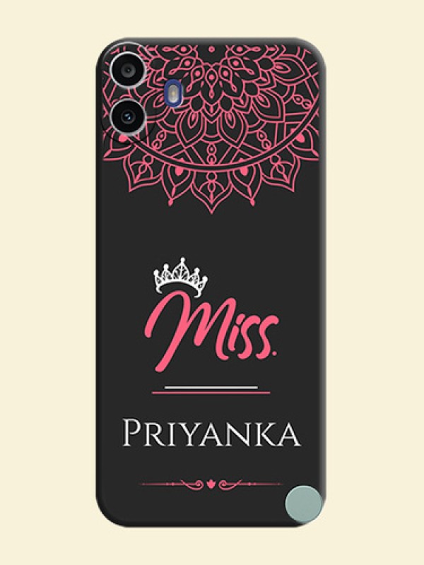 Mrs Name with Floral Design On Space Black Custom Soft Matte Mobile Back Cover - Nothing Cmf Phone 1