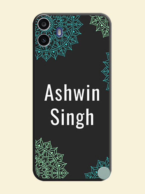 Your Name with Floral Design On Space Black Custom Soft Matte Mobile Back Cover - Nothing Cmf Phone 1