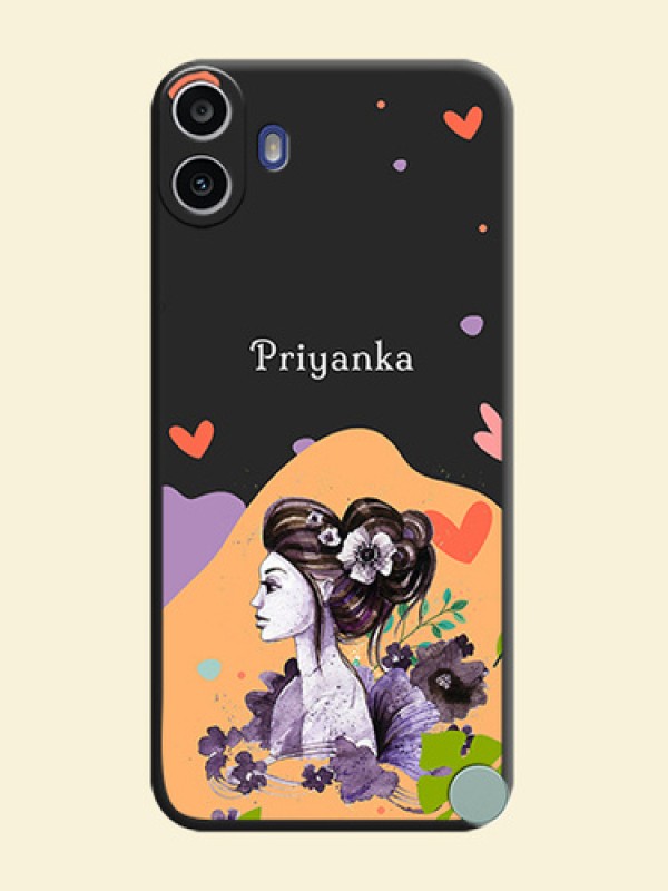 Namecase For Her With Fancy Lady Image On Space Black Custom Soft Matte Mobile Back Cover - Nothing Cmf Phone 1