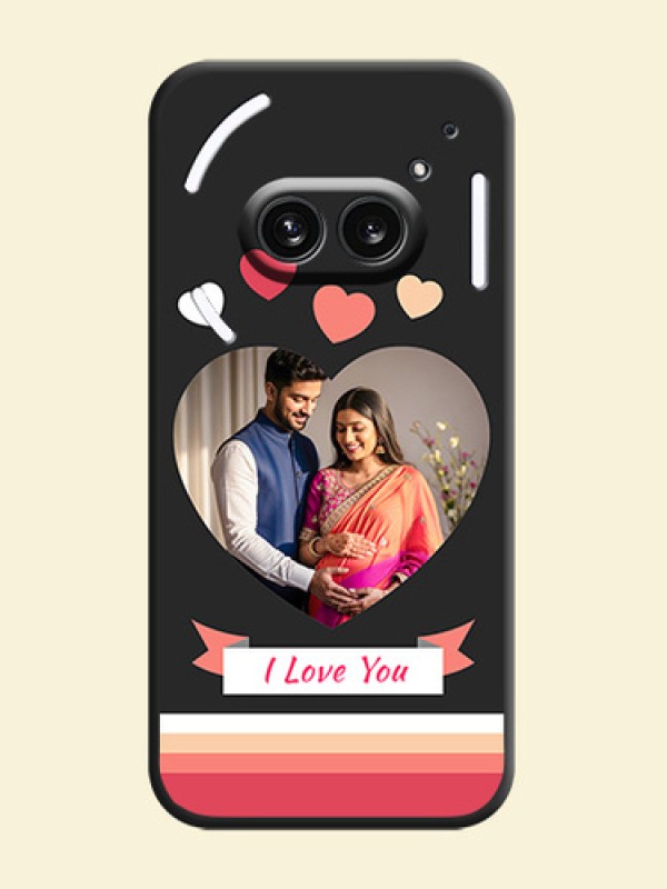 Love Shaped Photo with Colorful Stripes on Personalised Space Black Soft Matte Cases - Nothing Phone 2A 5G