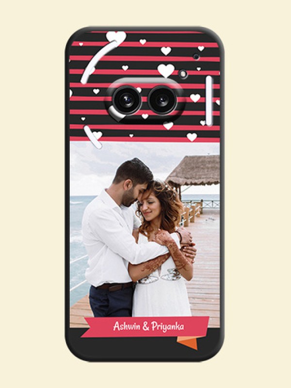 White Color Love Symbols with Pink Lines Pattern on Space Black Custom Soft Matte Phone Cases - Nothing Phone 2A 5G