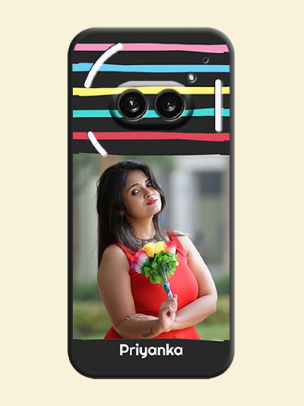 Multicolor Lines with Image on Space Black Personalized Soft Matte Phone Covers - Nothing Phone 2A 5G