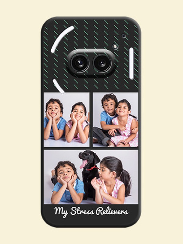 Cross Dotted Pattern with 2 Image Holder on Personalised Space Black Soft Matte Cases - Nothing Phone 2A 5G