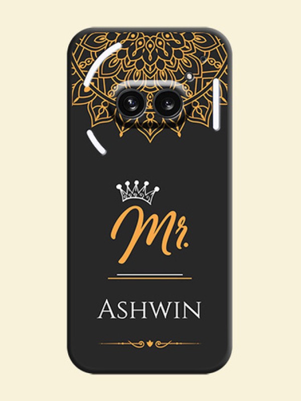 Mr Name with Floral Design on Personalised Space Black Soft Matte Cases - Nothing Phone 2A 5G