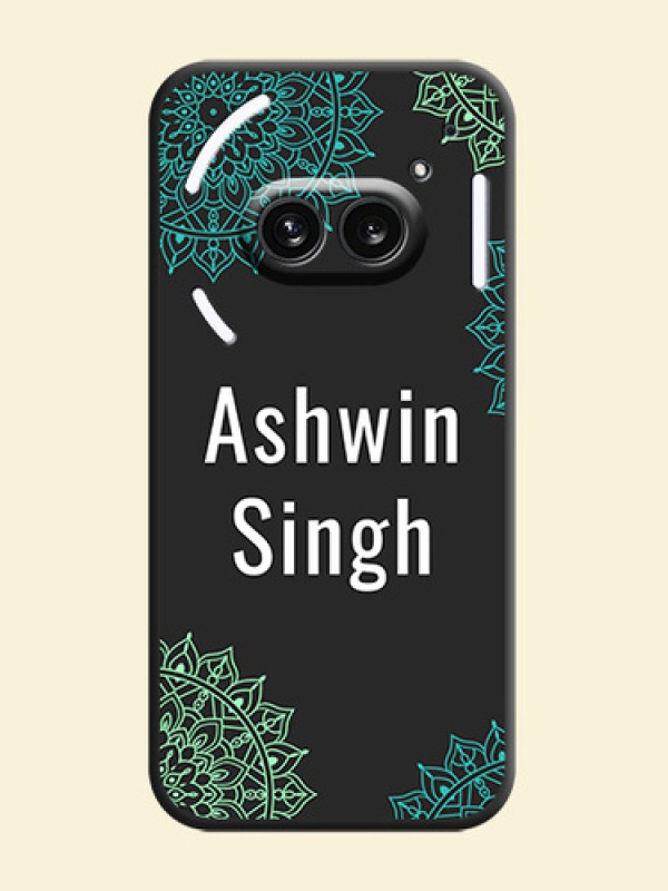 Your Name with Floral Design on Space Black Custom Soft Matte Back Cover - Nothing Phone 2A 5G