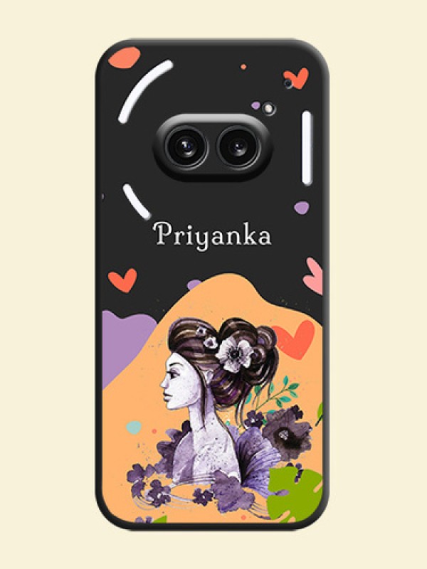 Namecase For Her With Fancy Lady Image On Space Black Personalized Soft Matte Phone Covers - Nothing Phone 2A 5G