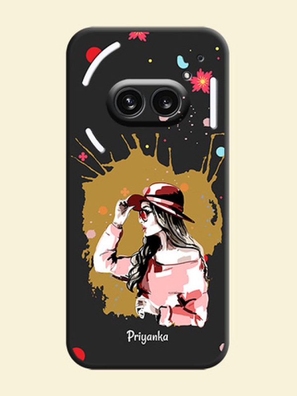 Mordern Lady With Color Splash Background With Custom Text On Space Black Personalized Soft Matte Phone Covers - Nothing Phone 2A 5G