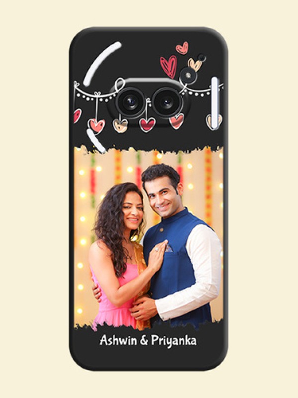 Pink Love Hangings with Name On Space Black Custom Soft Matte Mobile Back Cover - Nothing Phone 2A Plus
