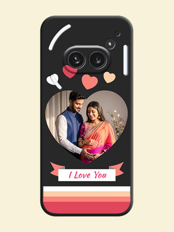 Love Shaped Photo with Colorful Stripes On Space Black Custom Soft Matte Mobile Back Cover - Nothing Phone 2A Plus