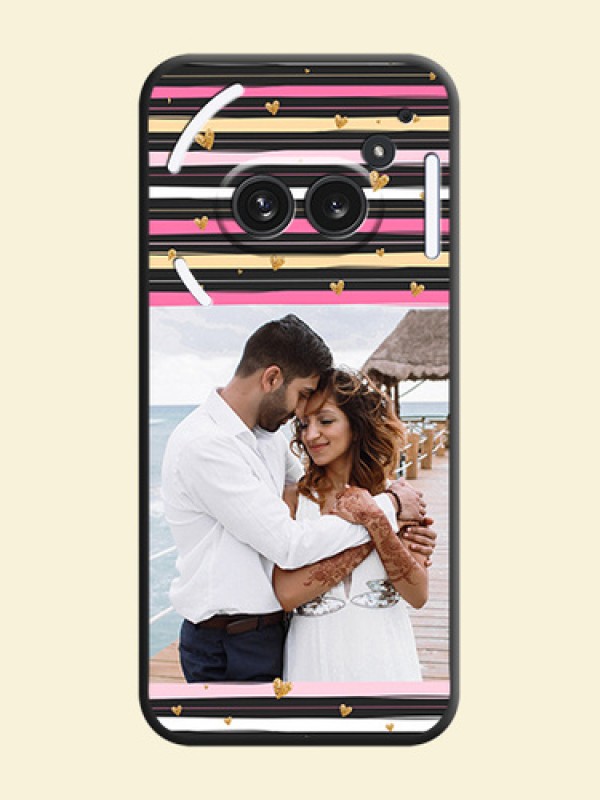 Multicolor Lines and Golden Love Symbols Design on Photo On Space Black Custom Soft Matte Mobile Back Cover - Nothing Phone 2A Plus