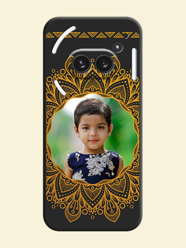 Round Image with Floral Design On Space Black Custom Soft Matte Mobile Back Cover - Nothing Phone 2A Plus