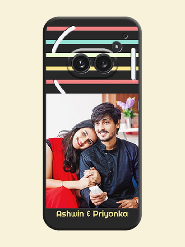 Color Stripes with Photo and Text on Photo On Space Black Custom Soft Matte Mobile Back Cover - Nothing Phone 2A Plus