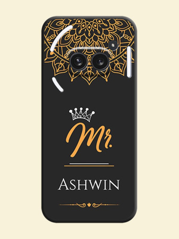 Mr Name with Floral Design On Space Black Custom Soft Matte Mobile Back Cover - Nothing Phone 2A Plus