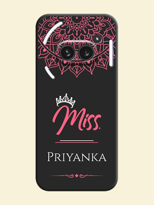 Mrs Name with Floral Design On Space Black Custom Soft Matte Mobile Back Cover - Nothing Phone 2A Plus