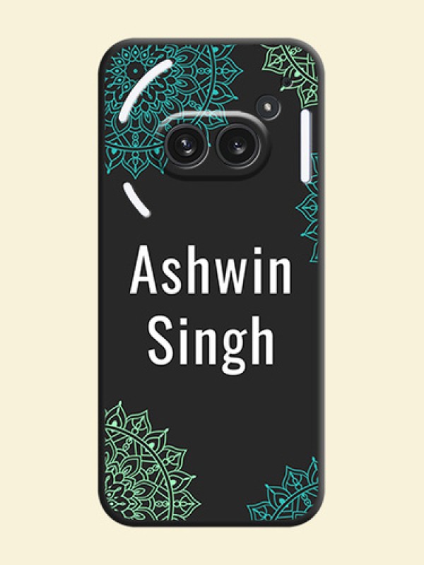 Your Name with Floral Design On Space Black Custom Soft Matte Mobile Back Cover - Nothing Phone 2A Plus