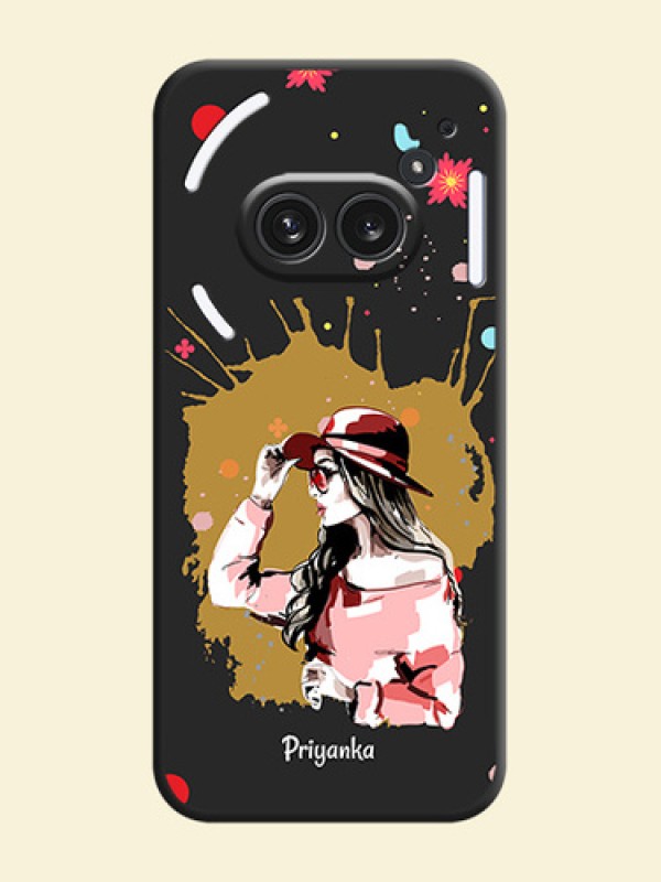 Mordern Lady With Color Splash Background With Custom Text On Space Black Custom Soft Matte Mobile Back Cover - Nothing Phone 2A Plus