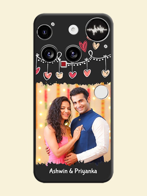 Pink Love Hangings with Name On Space Black Custom Soft Matte Mobile Back Cover - Nothing Phone 3 5G