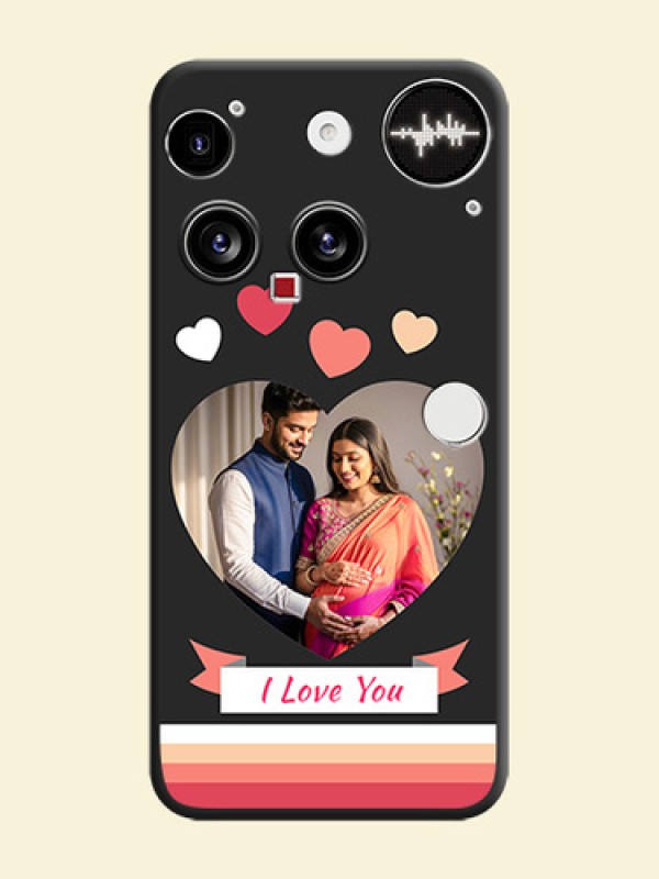 Love Shaped Photo with Colorful Stripes On Space Black Custom Soft Matte Mobile Back Cover - Nothing Phone 3 5G