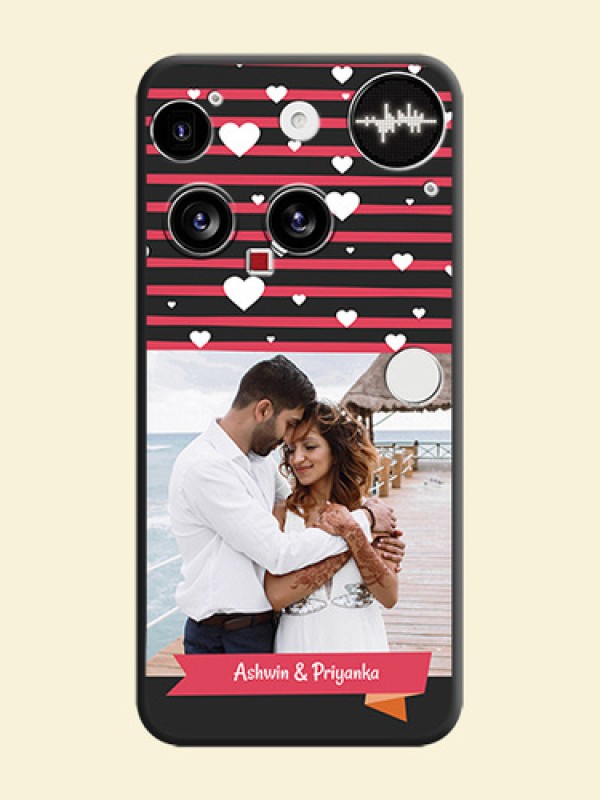 White Color Love Symbols with Pink Lines Pattern On Space Black Custom Soft Matte Mobile Back Cover - Nothing Phone 3 5G