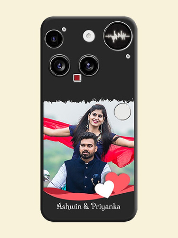 Pin Color Love Shaped Ribbon Design with Text On Space Black Custom Soft Matte Mobile Back Cover - Nothing Phone 3 5G