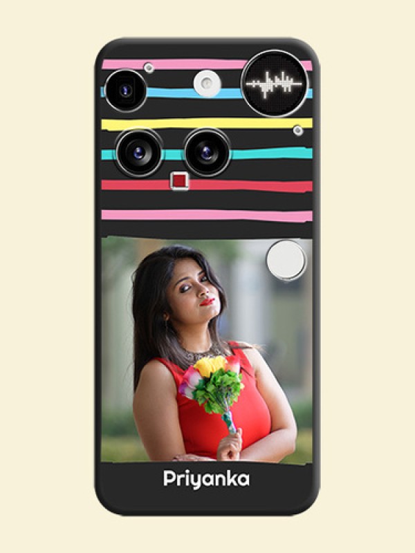 Multicolor Lines with Image On Space Black Custom Soft Matte Mobile Back Cover - Nothing Phone 3 5G