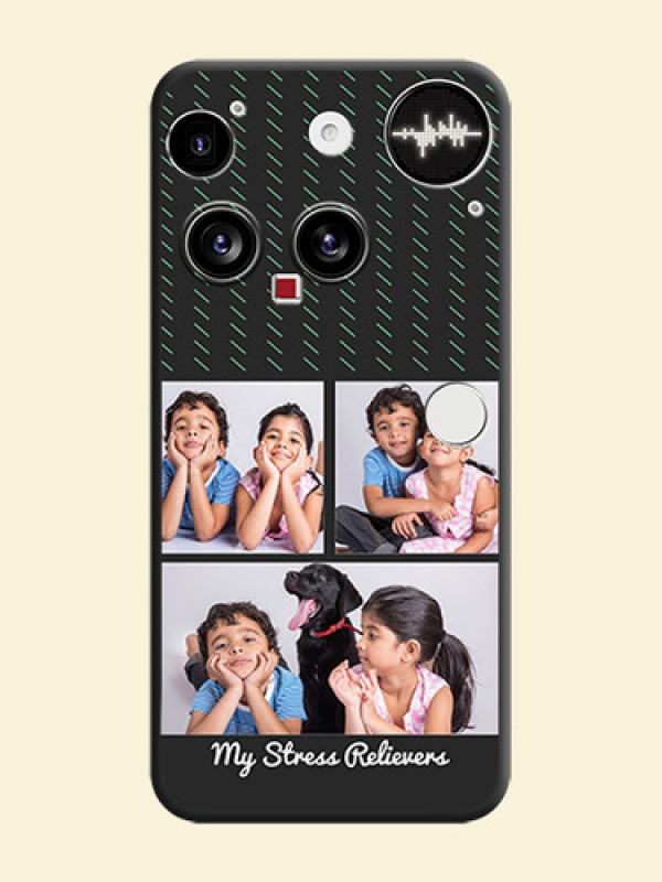 Cross Dotted Pattern with 2 Image Holder On Space Black Custom Soft Matte Mobile Back Cover - Nothing Phone 3 5G