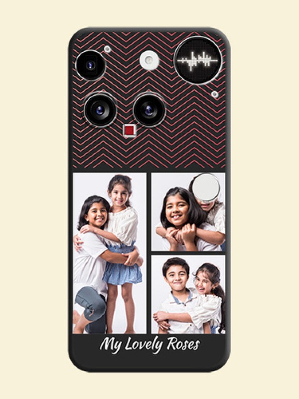 Wave Pattern with 3 Image Holder On Space Black Custom Soft Matte Mobile Back Cover - Nothing Phone 3 5G
