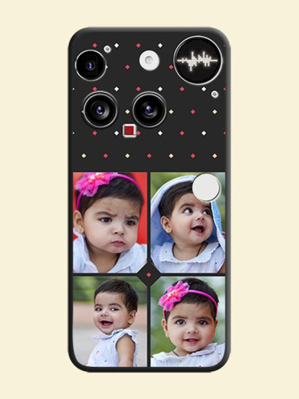 Multicolor Dotted Pattern with 4 Image Holder On Space Black Custom Soft Matte Mobile Back Cover - Nothing Phone 3 5G
