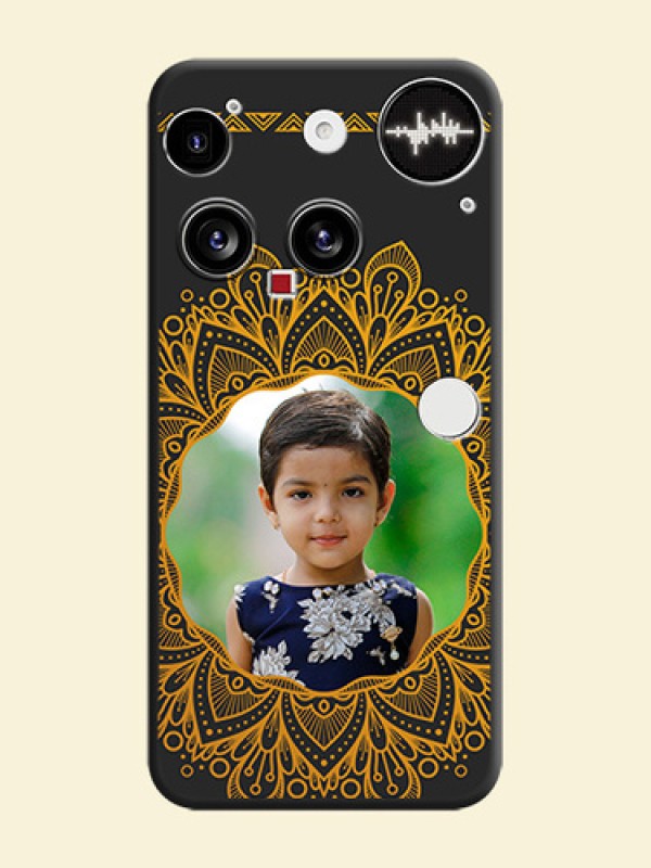 Round Image with Floral Design On Space Black Custom Soft Matte Mobile Back Cover - Nothing Phone 3 5G