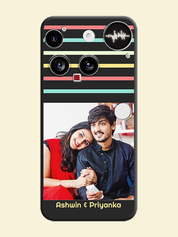 Color Stripes with Photo and Text on Photo On Space Black Custom Soft Matte Mobile Back Cover - Nothing Phone 3 5G