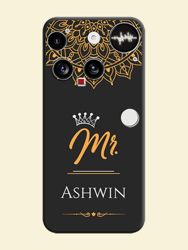 Mr Name with Floral Design On Space Black Custom Soft Matte Mobile Back Cover - Nothing Phone 3 5G