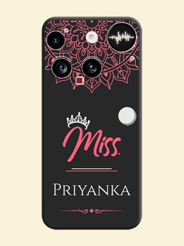 Mrs Name with Floral Design On Space Black Custom Soft Matte Mobile Back Cover - Nothing Phone 3 5G