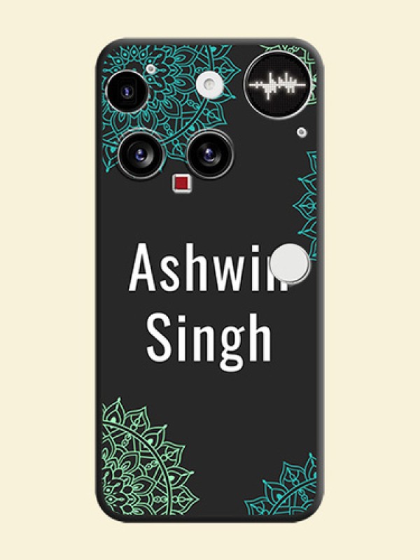 Your Name with Floral Design On Space Black Custom Soft Matte Mobile Back Cover - Nothing Phone 3 5G
