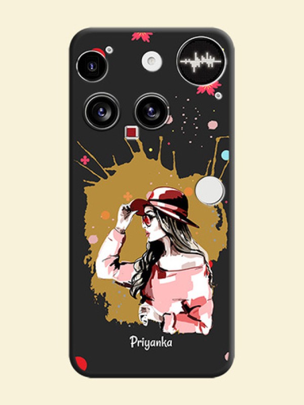 Mordern Lady With Color Splash Background With Custom Text On Space Black Custom Soft Matte Mobile Back Cover - Nothing Phone 3 5G