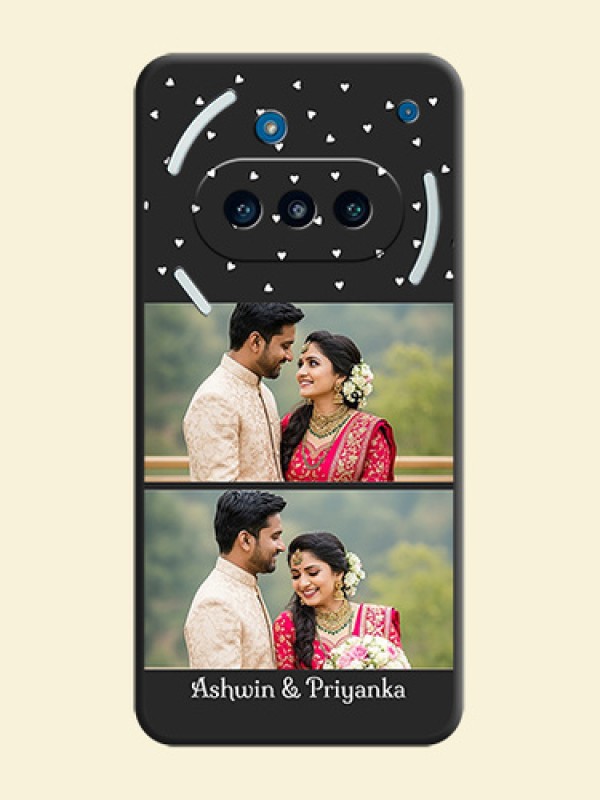 Miniature Love Symbols with Name On Space Black Custom Soft Matte Mobile Back Cover - Nothing Phone 3a 5G