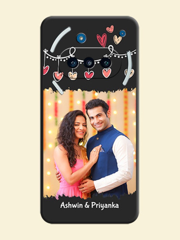 Pink Love Hangings with Name On Space Black Custom Soft Matte Mobile Back Cover - Nothing Phone 3a 5G