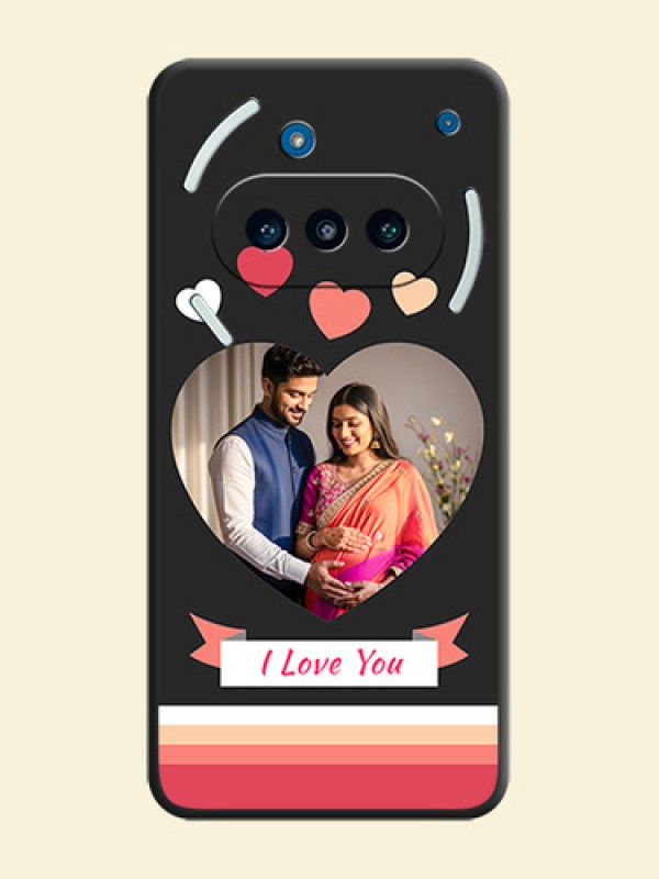 Love Shaped Photo with Colorful Stripes On Space Black Custom Soft Matte Mobile Back Cover - Nothing Phone 3a 5G