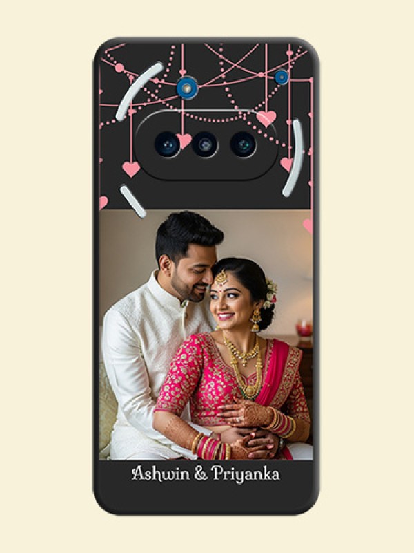 Pink Love Hangings with Text On Space Black Custom Soft Matte Mobile Back Cover - Nothing Phone 3a 5G