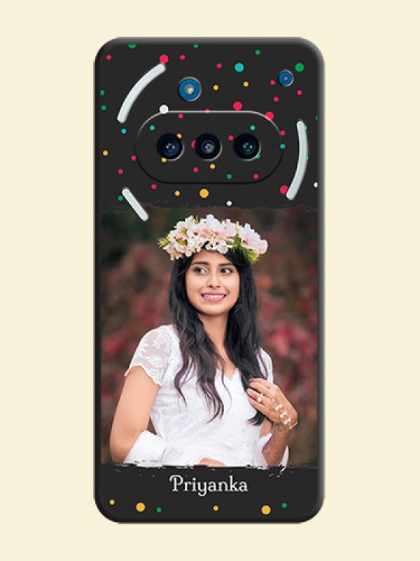 Multicolor Dotted Pattern with Text On Space Black Custom Soft Matte Mobile Back Cover - Nothing Phone 3a 5G
