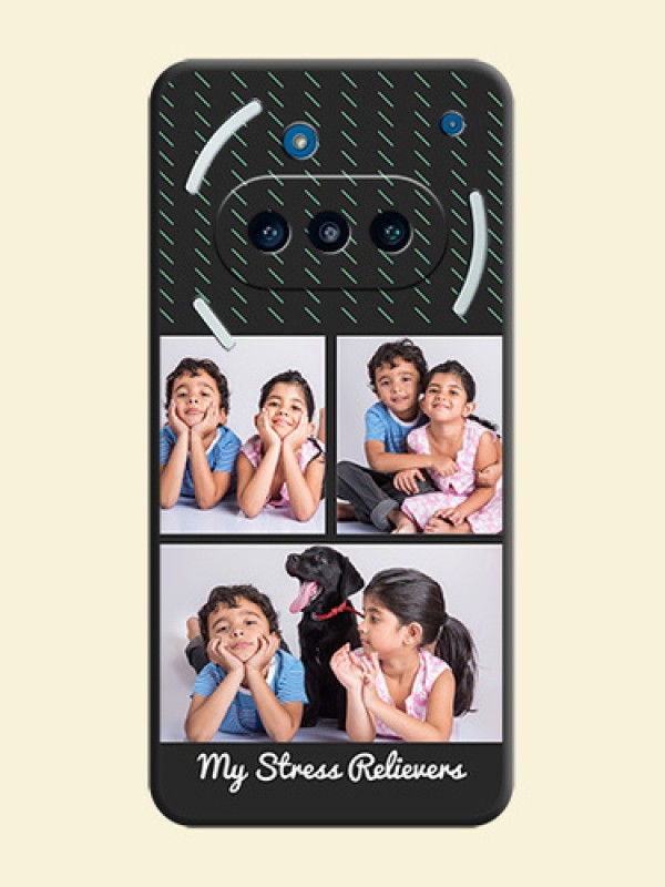 Cross Dotted Pattern with 2 Image Holder On Space Black Custom Soft Matte Mobile Back Cover - Nothing Phone 3a 5G
