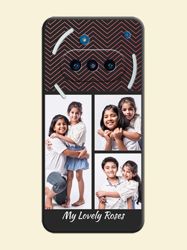Wave Pattern with 3 Image Holder On Space Black Custom Soft Matte Mobile Back Cover - Nothing Phone 3a 5G