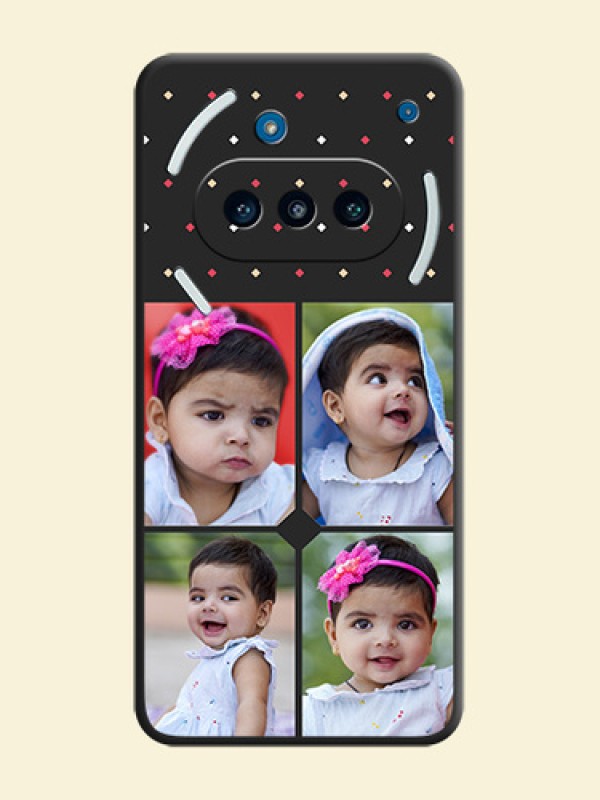 Multicolor Dotted Pattern with 4 Image Holder On Space Black Custom Soft Matte Mobile Back Cover - Nothing Phone 3a 5G