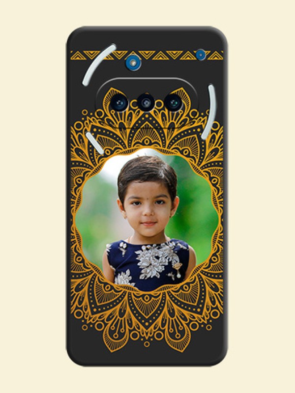 Round Image with Floral Design On Space Black Custom Soft Matte Mobile Back Cover - Nothing Phone 3a 5G