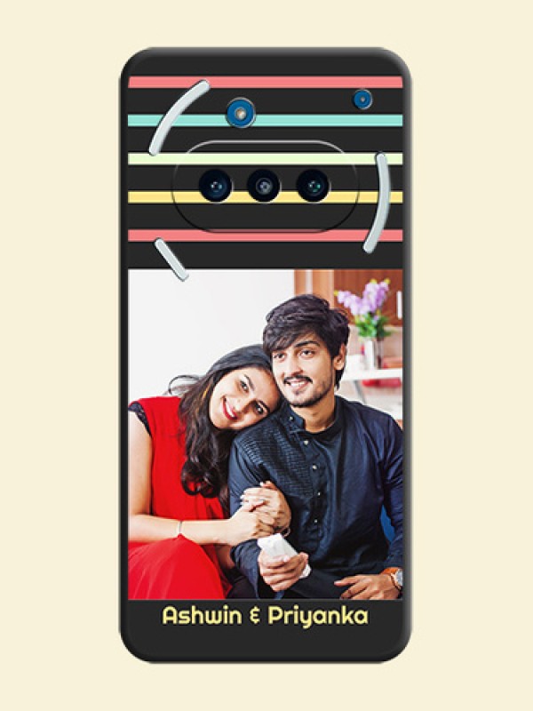 Color Stripes with Photo and Text on Photo On Space Black Custom Soft Matte Mobile Back Cover - Nothing Phone 3a 5G