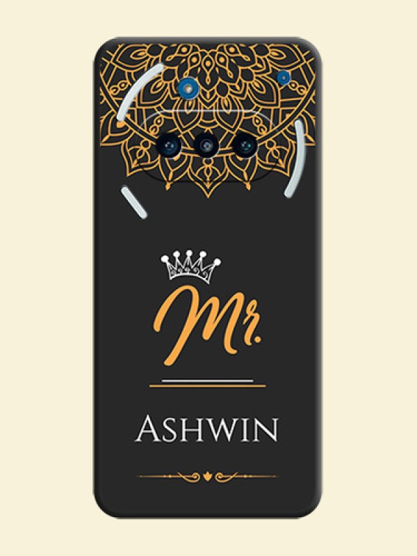 Mr Name with Floral Design On Space Black Custom Soft Matte Mobile Back Cover - Nothing Phone 3a 5G