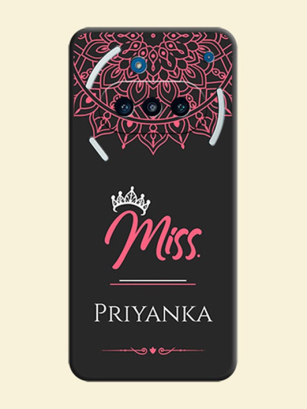 Mrs Name with Floral Design On Space Black Custom Soft Matte Mobile Back Cover - Nothing Phone 3a 5G