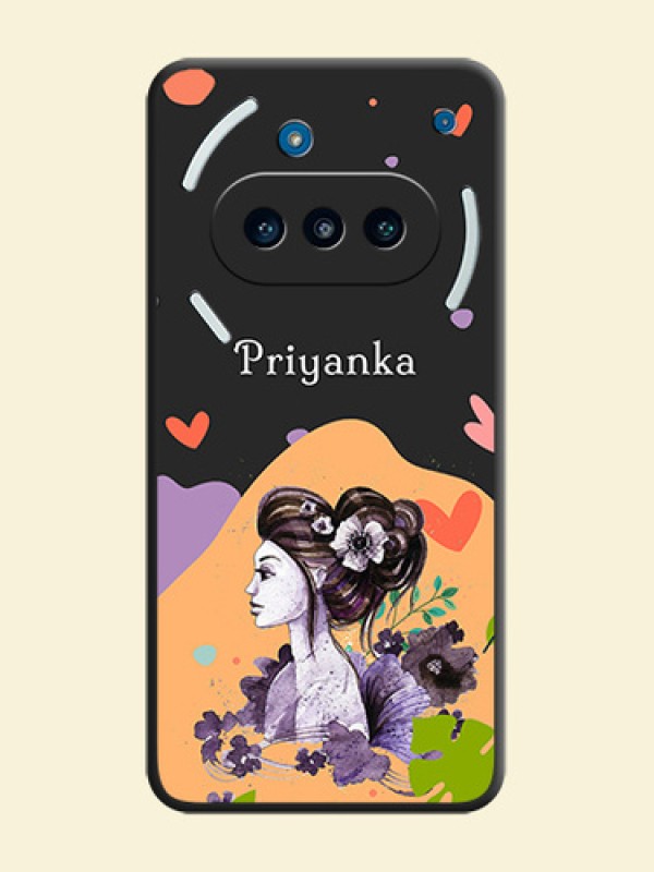 Namecase For Her With Fancy Lady Image On Space Black Custom Soft Matte Mobile Back Cover - Nothing Phone 3a 5G
