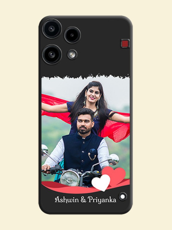 Pin Color Love Shaped Ribbon Design with Text On Space Black Custom Soft Matte Mobile Back Cover - Nothing Phone 3A Lite 5G